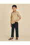 Boys Beige Long Sleeve Two Pocket Flap Shirt - 2