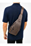 Men's 5-Compartment Faux Leather Crossbody Chest Bag Brown - 4