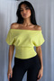 100% Cotton Bele Open Shoulder Fleeced Flexible Crop Top Blouse - 3