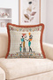 African Ethnic Tribal Motif Patterned Fringed Throw Pillow Cover with Female and Child Figures - Bohemian Decorative Ya - 2