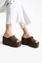 Lunara Women's 3-Pack Buckle 10 cm Platform Heeled Thick Sole Slippers Sandals |   Tan - Brown - S - 2