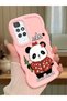 Redmi 10 Compatible Case Camera Protector Pink Silicone Couple Phone Case Panda Pattern