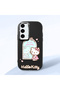 Samsung Galaxy S23 Compatible Case with Camera Protection Black Silicone Couple Phone Case with Kitty Pattern
