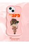 iPhone 14 Compatible Case Camera Protector Pink Silicone Couple Phone Case Conan Pattern - 2
