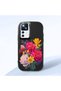 Mi 12t Compatible Case Camera Protector Black Silicone Couple Phone Case with Floral Pattern
