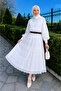 Women's Summer Cotton Scallop Long White Hijab Skirt - 7