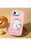 iPhone 16E Compatible Case Camera Protector Pink Silicone Couple Phone Case with Kitty Pattern - 2