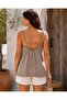 Women's V-Neck Adjustable Strap Tasseled Raw Edge Italian Linen Blouse - 3