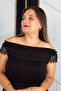 Plus Size Lace Viscose Combed Cotton Black Dress - 4