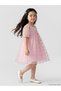 Lcw Kids Pink Square Neck Floral Girl's Tulle Dress
