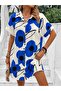 Women's Short Sleeve Collared Floral Patterned Short Single Jersey Dress - 3