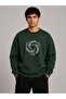 Geometric Pattern Printed Crew Neck 2 Thread Sweatshirt