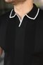 Men's Textured Pattern Collared Short Sleeve T-Shirt - 3