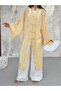 Brit Buttoned Fringe Detailed High Collar Long Kimono 0132 - Yellow - 5
