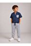 Navy 100% Cotton Muslin T-Shirt, Woven Fabric Pants Set