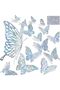 60 Pcs 3D Sequined Silver Butterfly Wall Decor, 5 Styles 3 Sizes,Butterfly Cake Birthday Party Baby Shower Decorations Iridescent,Metallic Room Mural Wall Stickers (Sequined Silver)