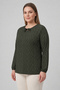 Women's Broken Glass Patterned Crew Neck Lace-Up Lycra Mother Combed Cotton Blouse - 2