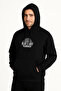 Men's three-thread hooded sweatshirt with front and back print - black - 3