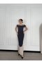    Striped Shoulder Long Dress - Smoked - 2