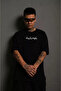 Men's Crew Neck Back Printed Oversize T-Shirt - Black