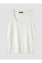 White U-Neck Women's Knitwear Undershirt - 5