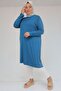 38501 Plus Size Basic Combed Cotton Tunic - Petrol - 2