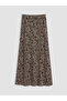 Özmarka New Season Brown Patterned A-Line Skirt with Elastic Waist - 5
