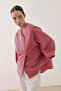 Striped Modal Kimono Shirt Red