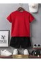 Summer Children's T-Shirt Shorts Unisex (Black with Nice Bear Print) - 2