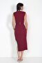 Women's Stoned Hakim Collar Side Chain Detailed Slit Self-Tie Midi Dress - 4