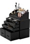 Makeup Cosmetic Organizer Storage Drawers Display Boxes Case with Drawers (black)