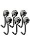 Magnetic Hooks, 30 lbs, Heavy Duty Black Neodymium Rotating Magnet Hooks for Refrigerators, Grills, and Lockers - 6 Packs