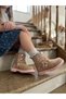 Genuine Leather Powder Star Printed Orthopedic Zippered Girls' Boots - 4