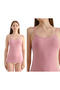 Women's 3-Piece (Navy Blue-Rose-Burgundy) Cotton Soft Textured Lycra Body-Hugging Undershirt with Straps - 3