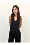 Noble Posture Buttoned Vest Belted Wide-Leg Black Trousers Set - 5