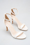 Pearlescent White Bridal Shoes Thin Heels Single Band Ankle Strap Evening Dress Wedding Shoes