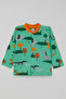 Baby Boy Pajama Set Safari Themed Cute Animals Patterned Front Snap Fasteners 4 Months-1 Year - 2