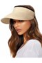 Women's foldable wide-brimmed straw sun hat, UPF 50+ sun protection brim - beige