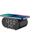 2-in-1 Wireless Charging Alarm Clock Digital Bedside Fast Charger LED Display USB-C Power Cord Bedroom Office Dorm Black