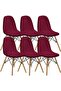 Six-piece Nordic style elastic dining chair cover set - Red