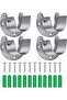 4-piece set U-shaped stainless steel 1-1/4 inch wardrobe rod brackets with end supports and 12 screws