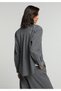 Boyfriend Fit Shirt Neck Striped Women's Gray Long Sleeve Shirt - 2