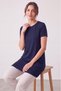 Women's Four Seasons Crew Neck Short Sleeve Viscose Short Tunic Navy Blue - 7