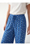 Lcw Dream Navy Blue Elastic Waist Patterned Women's Capri Pajama Bottoms - 3