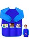 Children's art smock, waterproof Long - sleeve art apron, for children aged 3 - 5, toddler smock for painting artists, for art supplies - blue