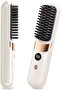 Rechargeable Cordless Hair Straightener Brush with Ceramic Coating & LED Display (Milky White)