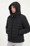Men's Slim Fit Hooded Black Coat - 3