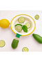 2-piece hand-operated citrus juicer, mini blender, manual plastic, for lemons, oranges, grapefruits, and kitchen use; yellow-green. - 4