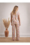 Beige Floral Printed Nightwear Top With Matching Pants - 4