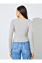 Grey Solid Side Gathered Wrap Knitted Top - 5